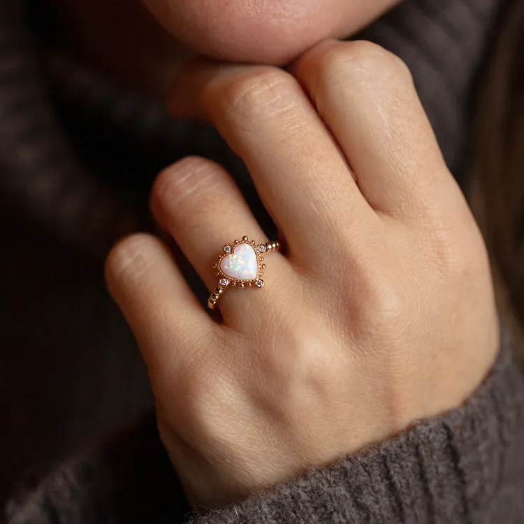 Heavenly Opal Heart Ring