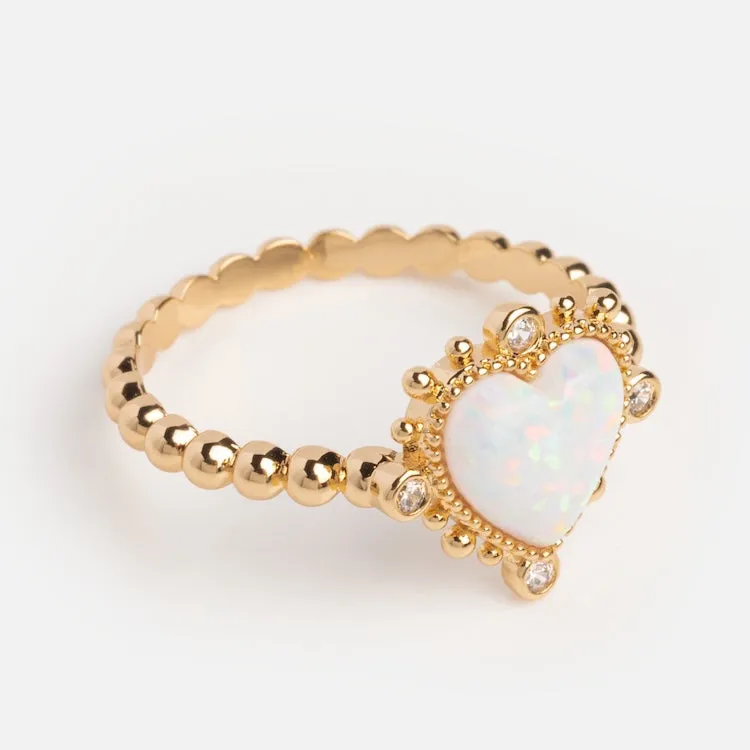 Heavenly Opal Heart Ring