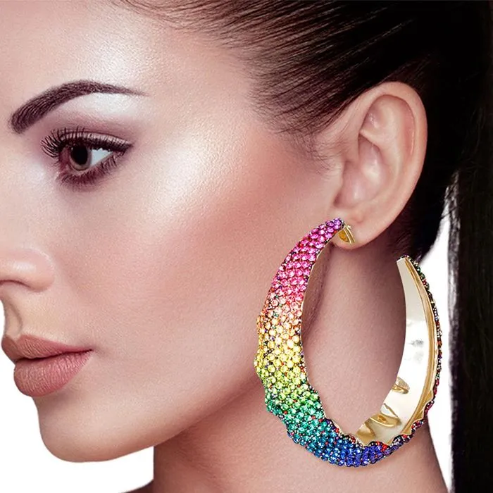 Hoops Color Ombre Bling Earrings for Women