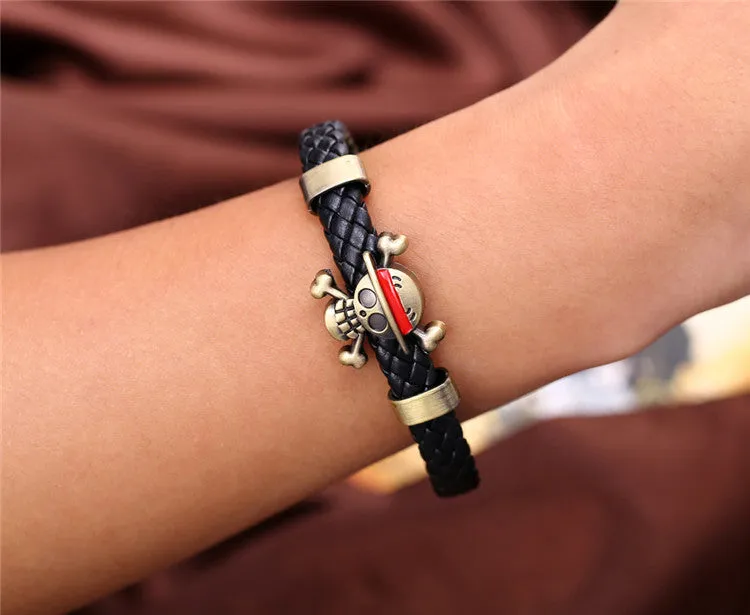 Hot Animation Luffy Alloy Bracelets One Piece Weave leather bracelet & Bangle cosplay jewelry