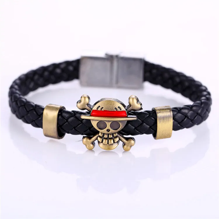 Hot Animation Luffy Alloy Bracelets One Piece Weave leather bracelet & Bangle cosplay jewelry