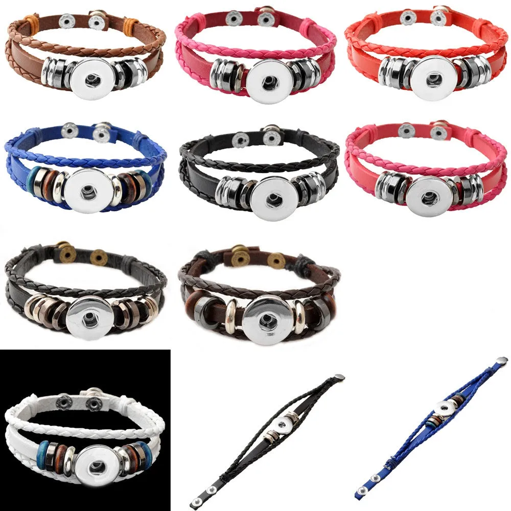 Hot Snap Bracelet & Bangles High quality leather Bracelets fit 18mm DIY Rivca Snaps Button Jewelry