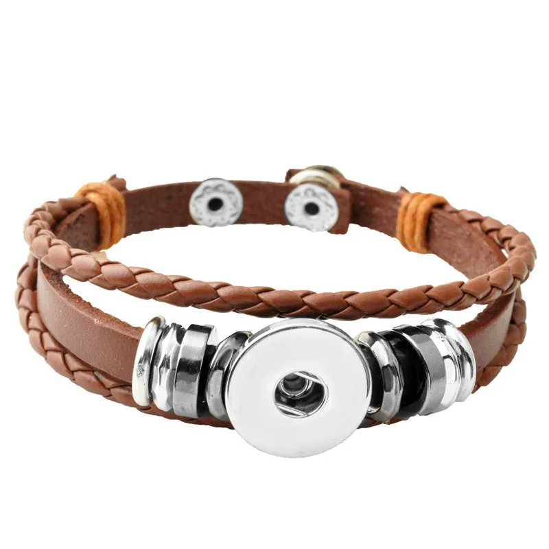 Hot Snap Bracelet & Bangles High quality leather Bracelets fit 18mm DIY Rivca Snaps Button Jewelry