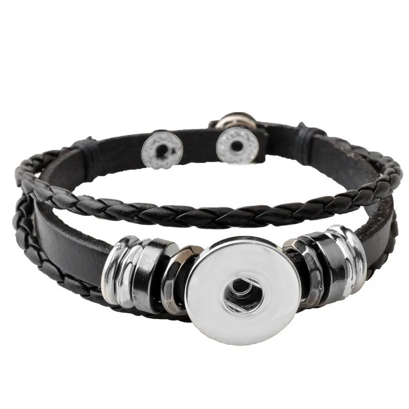 Hot Snap Bracelet & Bangles High quality leather Bracelets fit 18mm DIY Rivca Snaps Button Jewelry