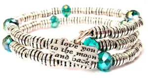 I Love You To The Moon And Back Curly Coil Wrap Style Bangle Bracelet