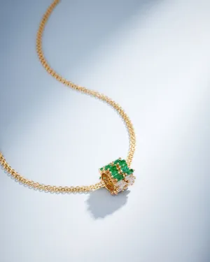 Infinite Double Row Emerald & Diamond Rondelle Pendant