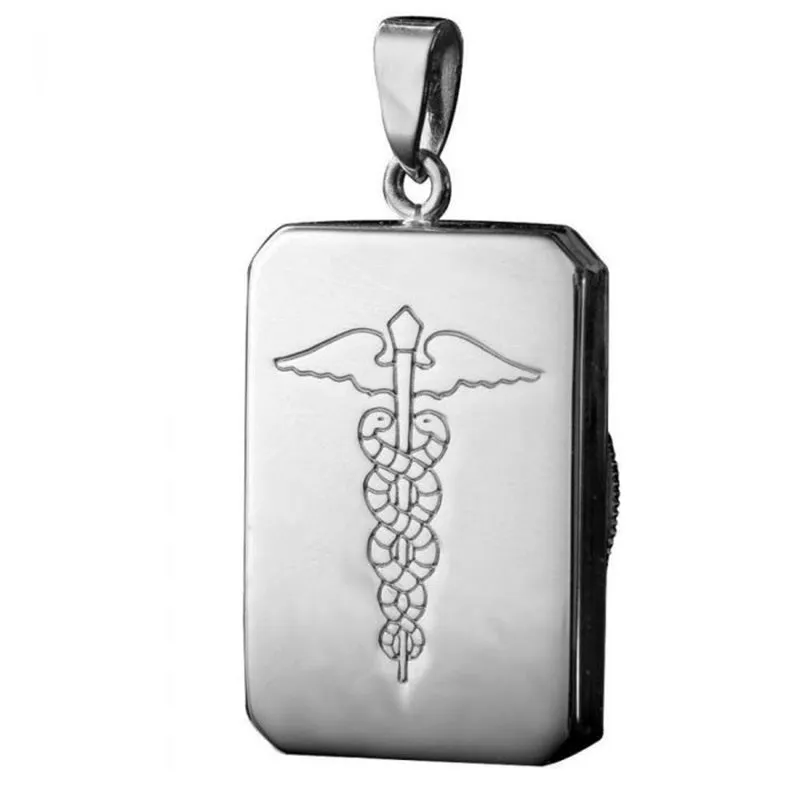 Infomedic Stainless Steel Rectangle Medical ID Pendant SSRECTANGLE