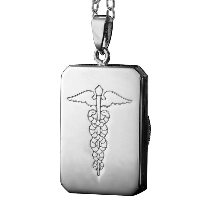 Infomedic Stainless Steel Rectangle Medical ID Pendant SSRECTANGLE