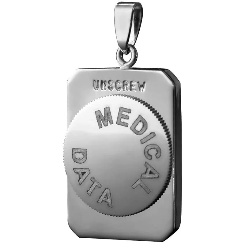 Infomedic Stainless Steel Rectangle Medical ID Pendant SSRECTANGLE