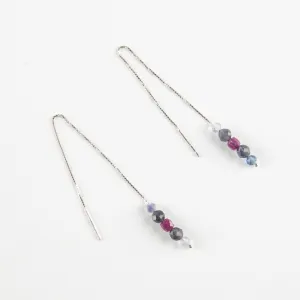 Iolite, Ruby & Flourite Threader Earrings