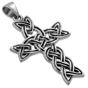 Irish Gaelic Celtic Knot Cross 925 Sterling Silver Pendant