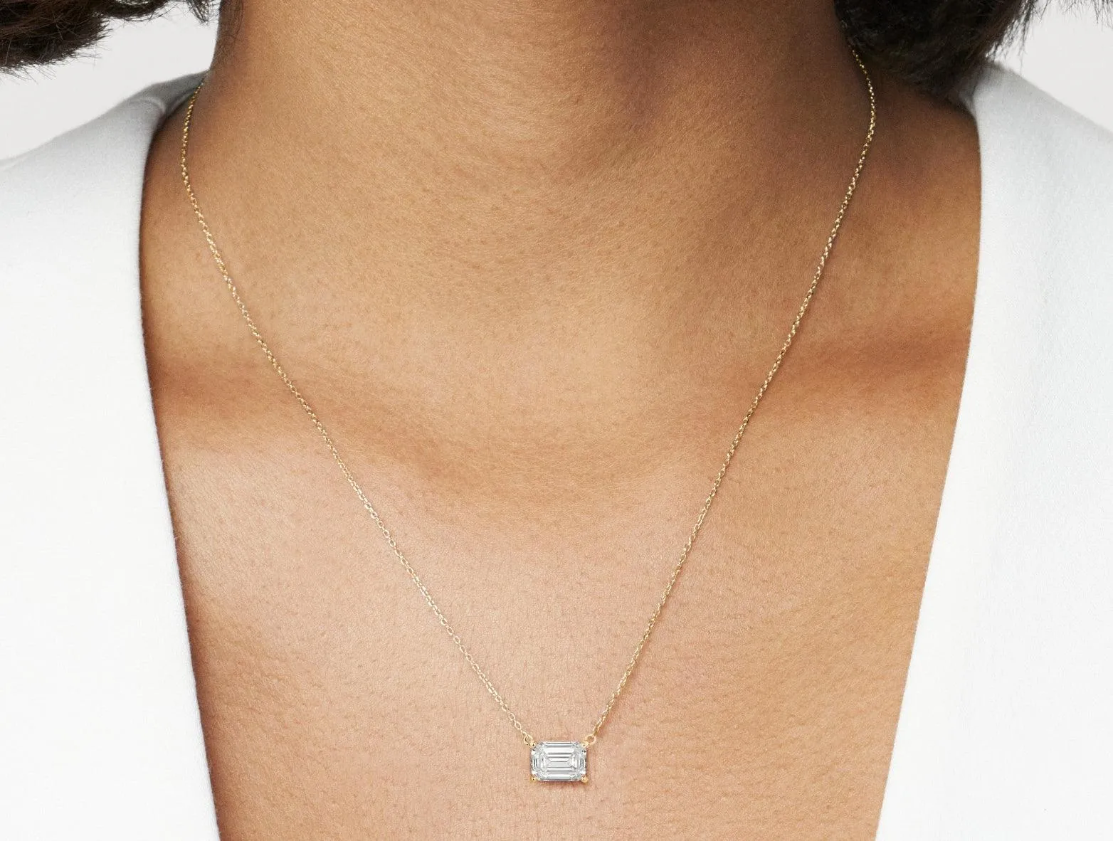 Lab-Grown Diamond 1ct. Emerald Cut Pendant | White