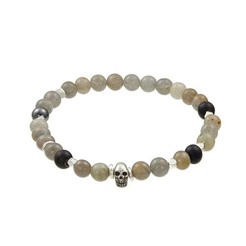 Labradorite Bead Bracelet with Skull Accent I Jan Leslie