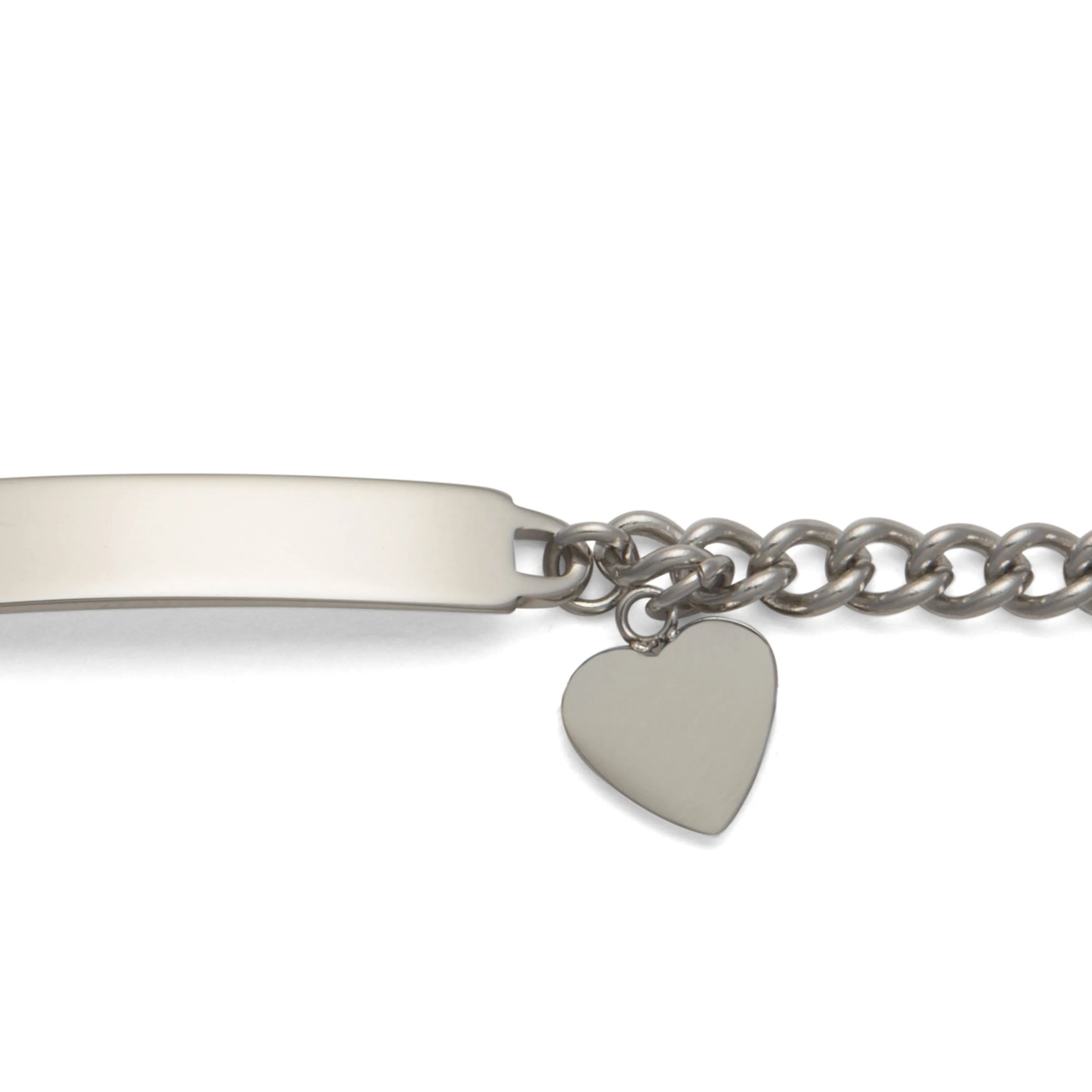 Ladies’ ID Bracelet with Polished Plaque and Heart Charm