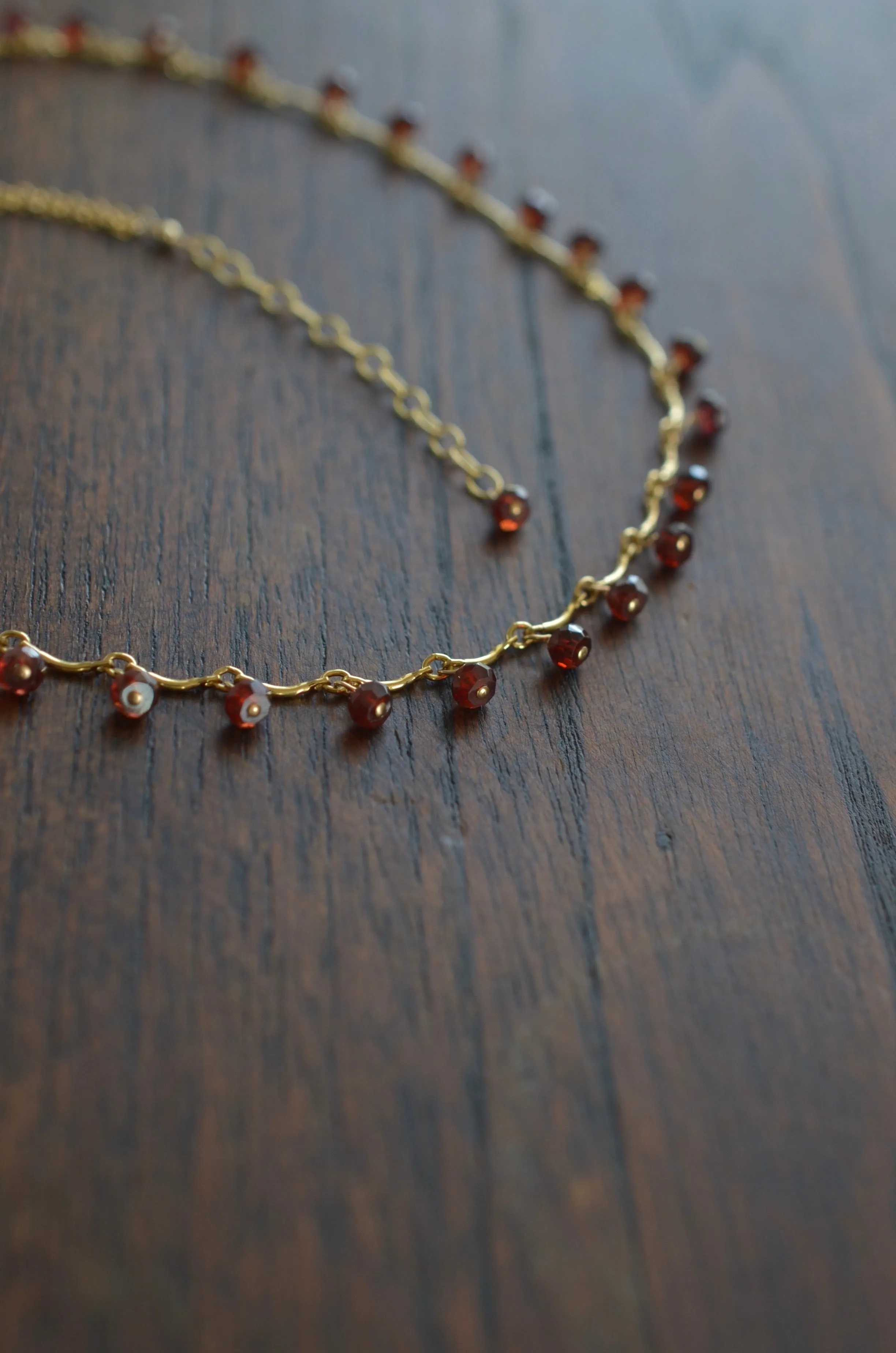 Leticia - Garnet, 14k Gold Filled Necklace