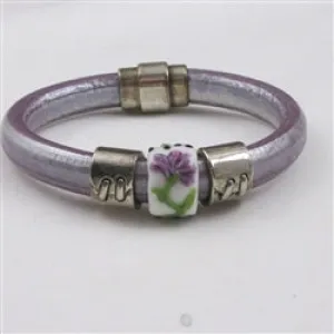 Lilac Regaliz Bracelet with Handmade Lampwork Focus