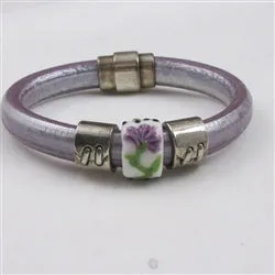 Lilac Regaliz Bracelet with Handmade Lampwork Focus