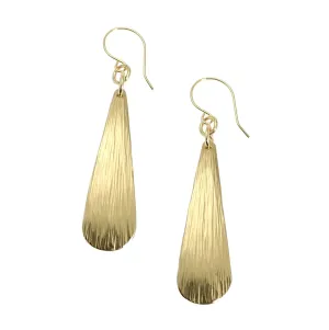 Long Chased Nu Gold Brass Tear Drop Earrings