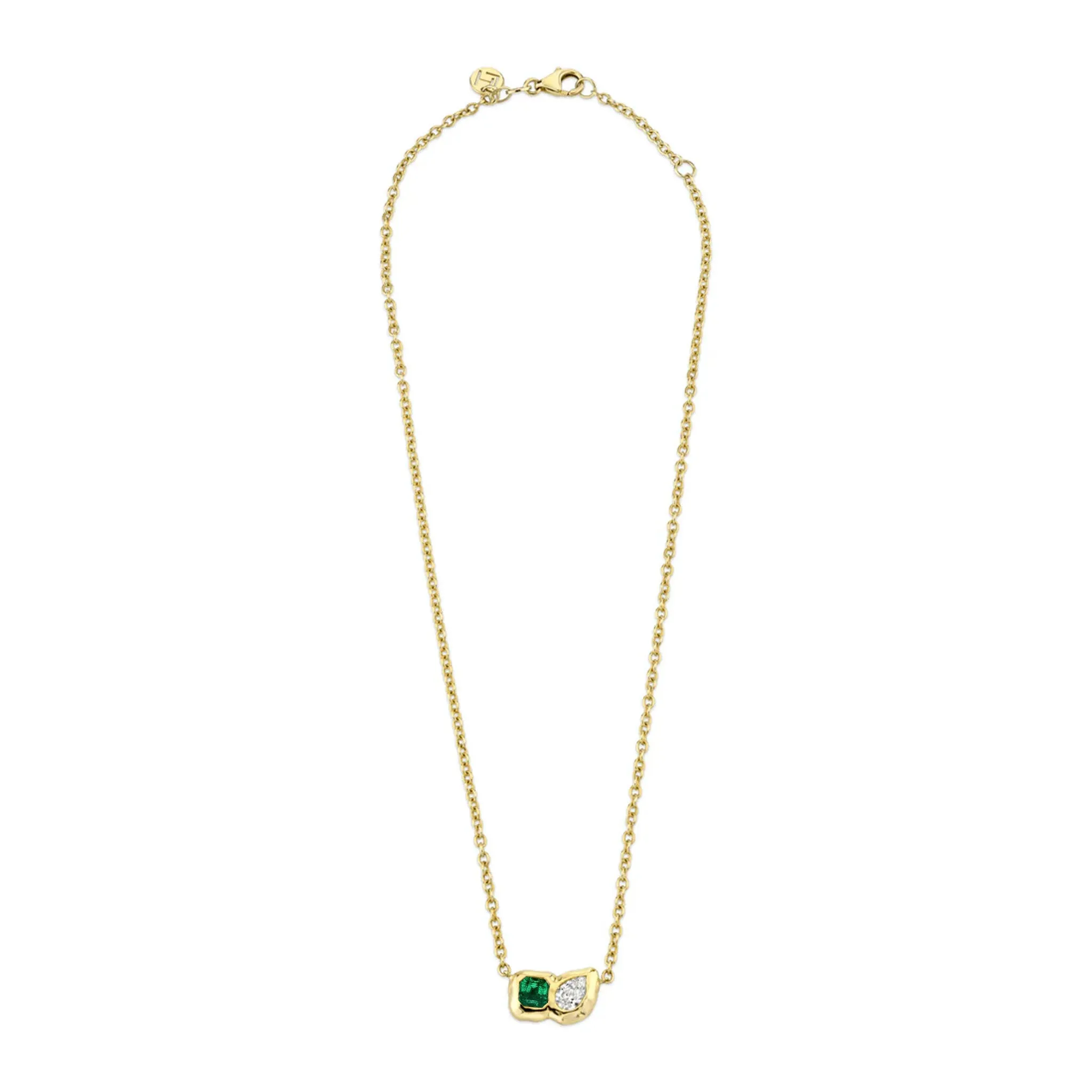 Lover's Duet River Emerald & Diamond Necklace