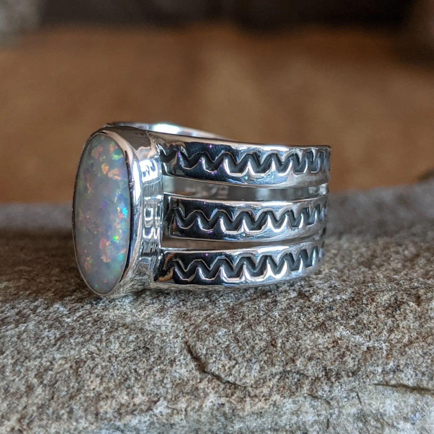 Man Made Opal Ring by Raymond Coriz SWSG-RNG-0019