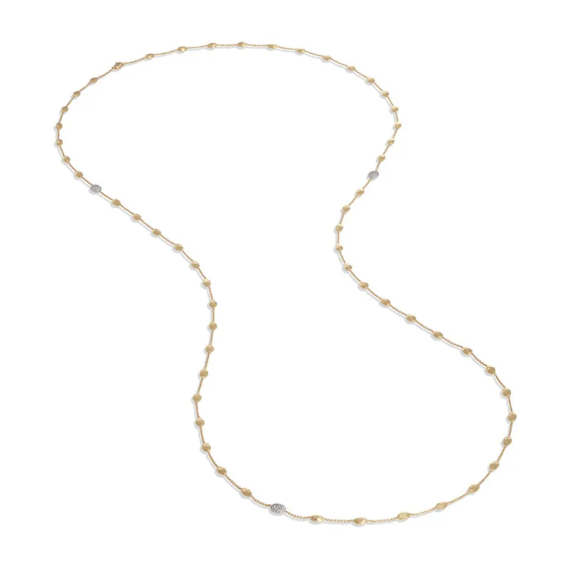 Marco Bicego Siviglia Collection 18K Yellow Gold and Diamond Small Bead Long Necklace