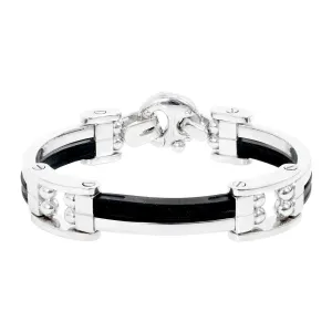 Mens Baraka 18k White Gold and Rubber Bracelet BR21087