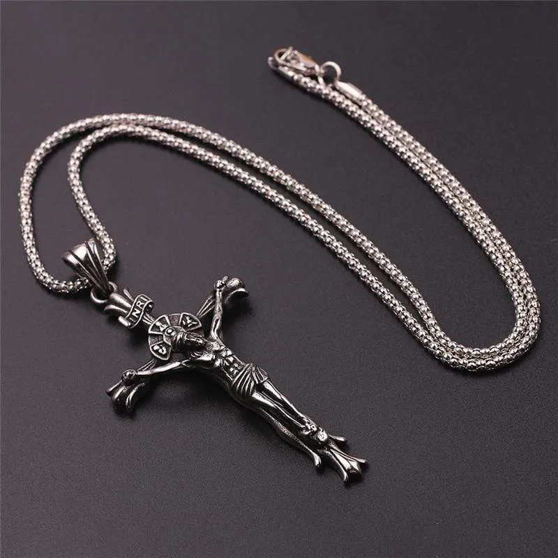 Men's Christian Necklace <br> INRI Antique Cross