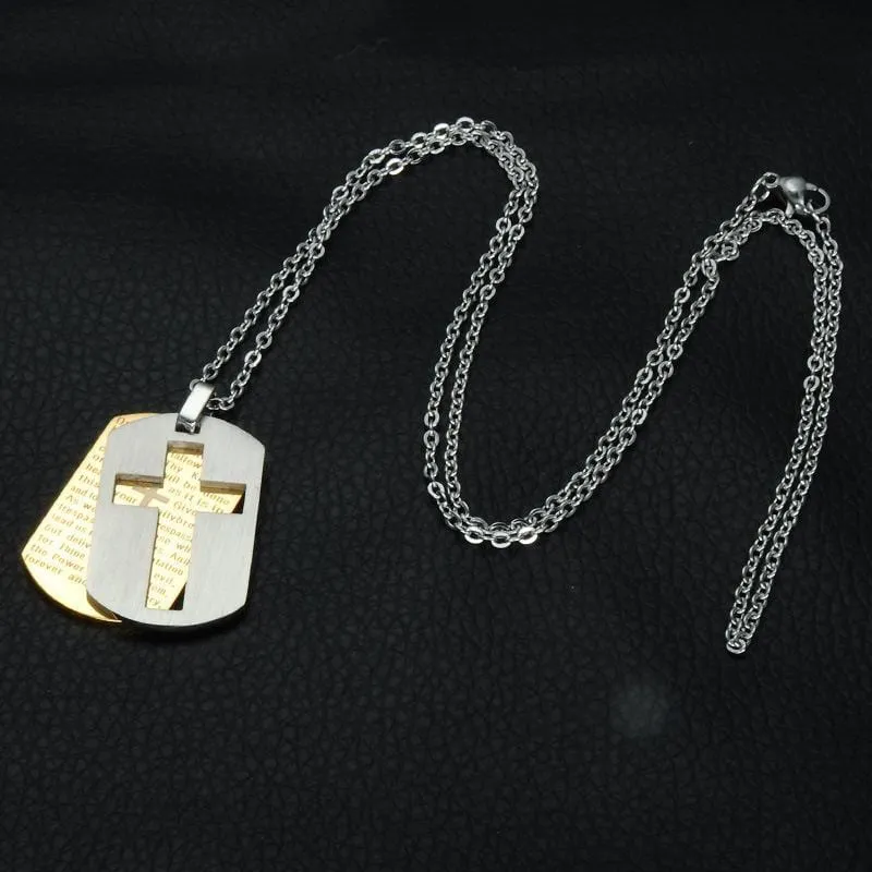 Men's Christian Necklace <br> Lord's Prayer Hollow Cross