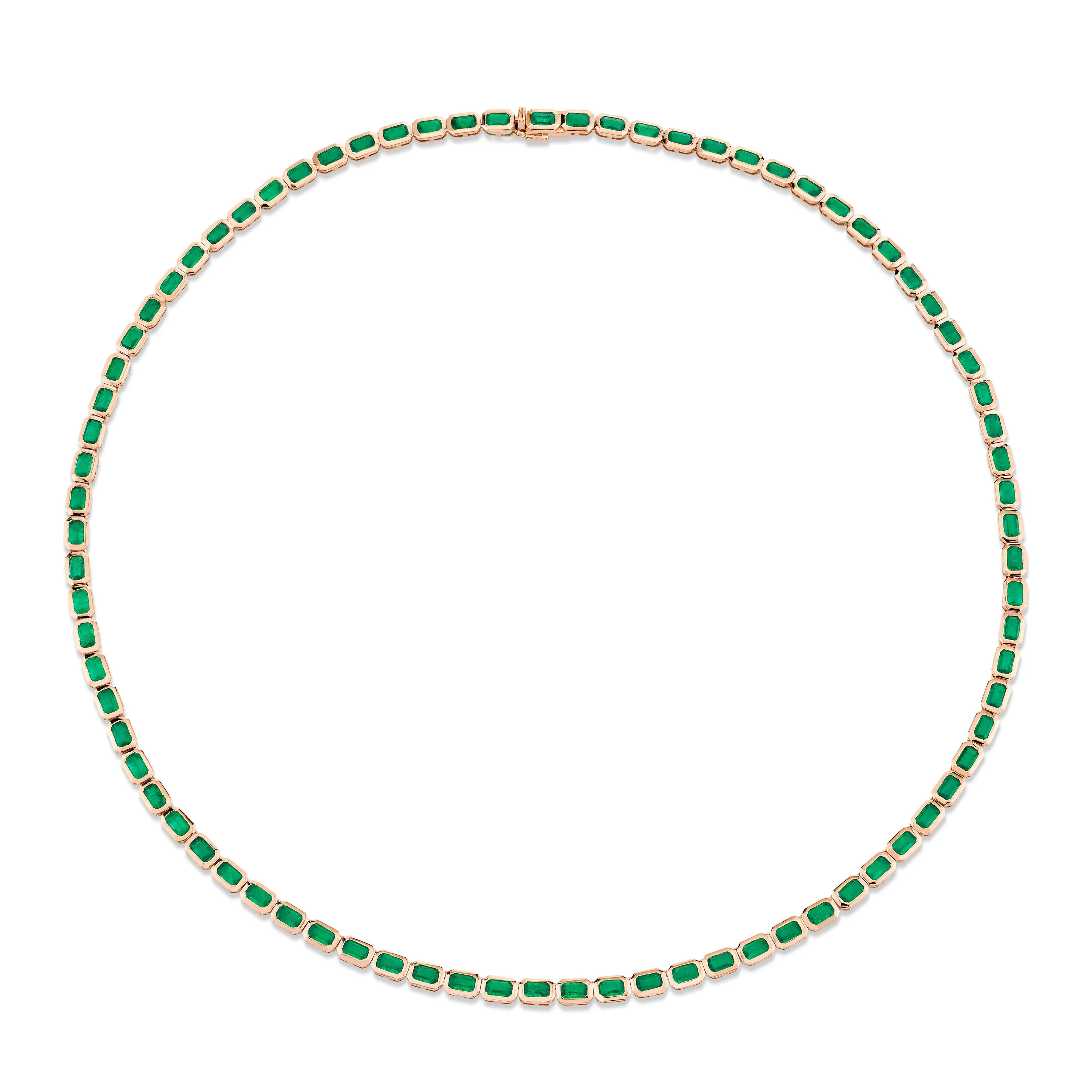 MEN'S EMERALD BEZEL TENNIS NECKLACE