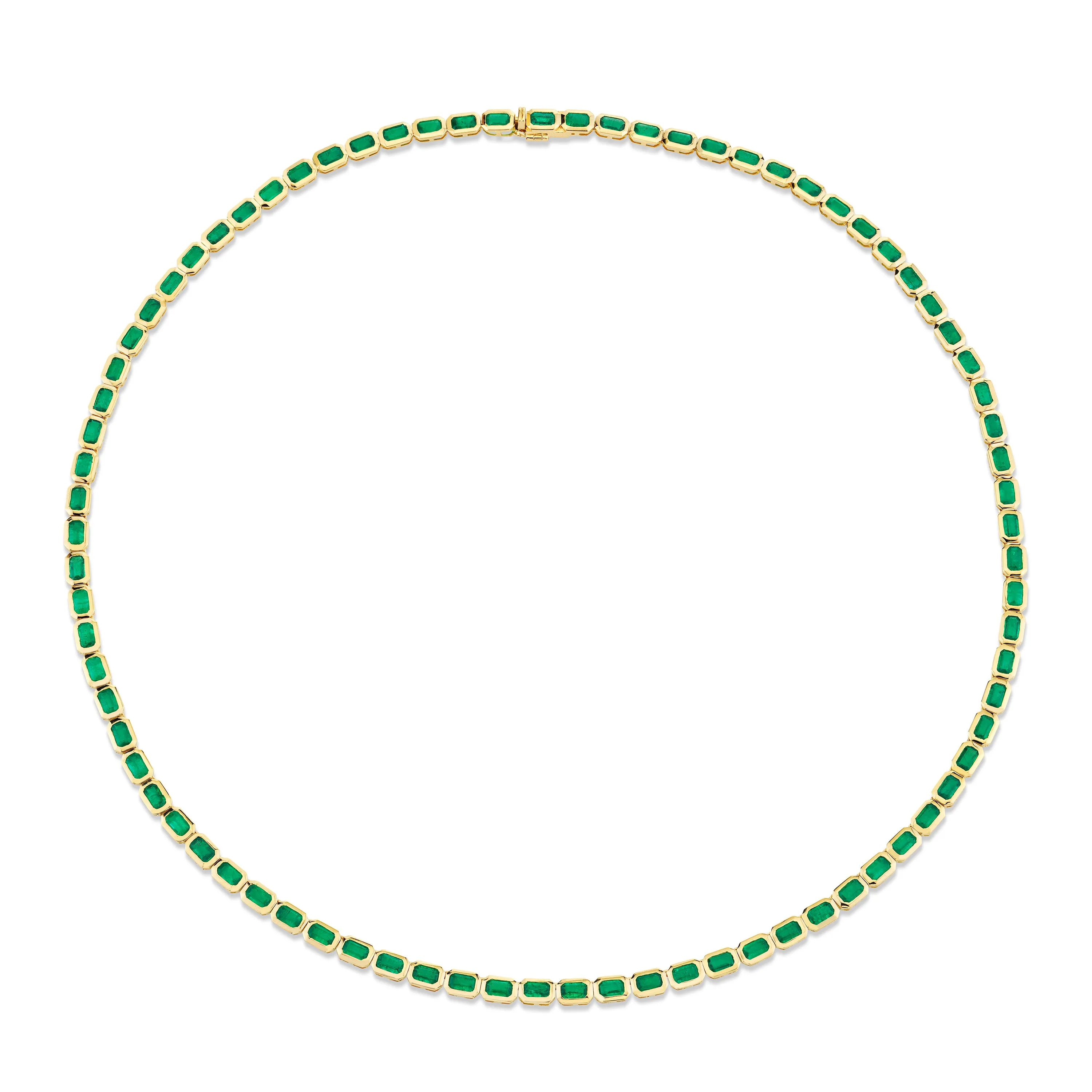 MEN'S EMERALD BEZEL TENNIS NECKLACE