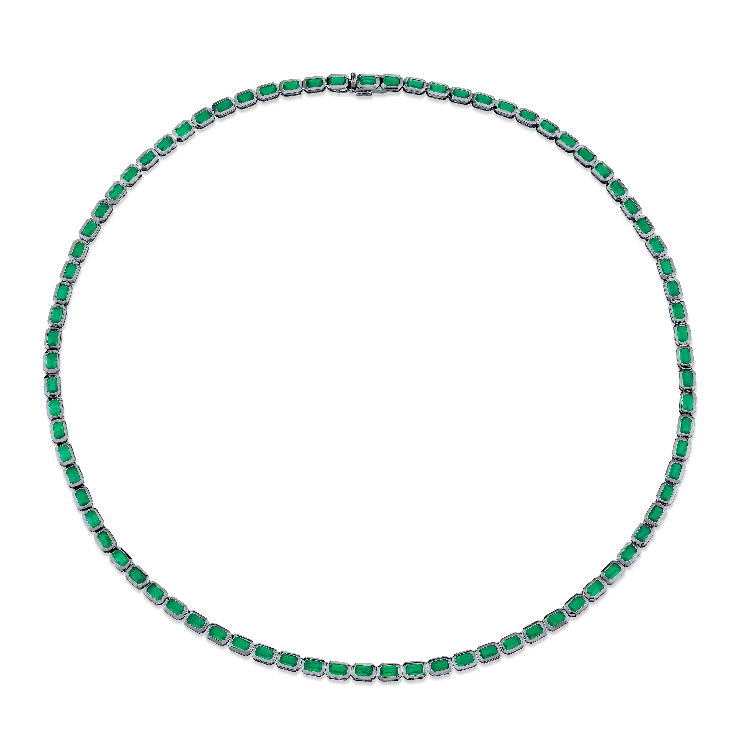 MEN'S EMERALD BEZEL TENNIS NECKLACE