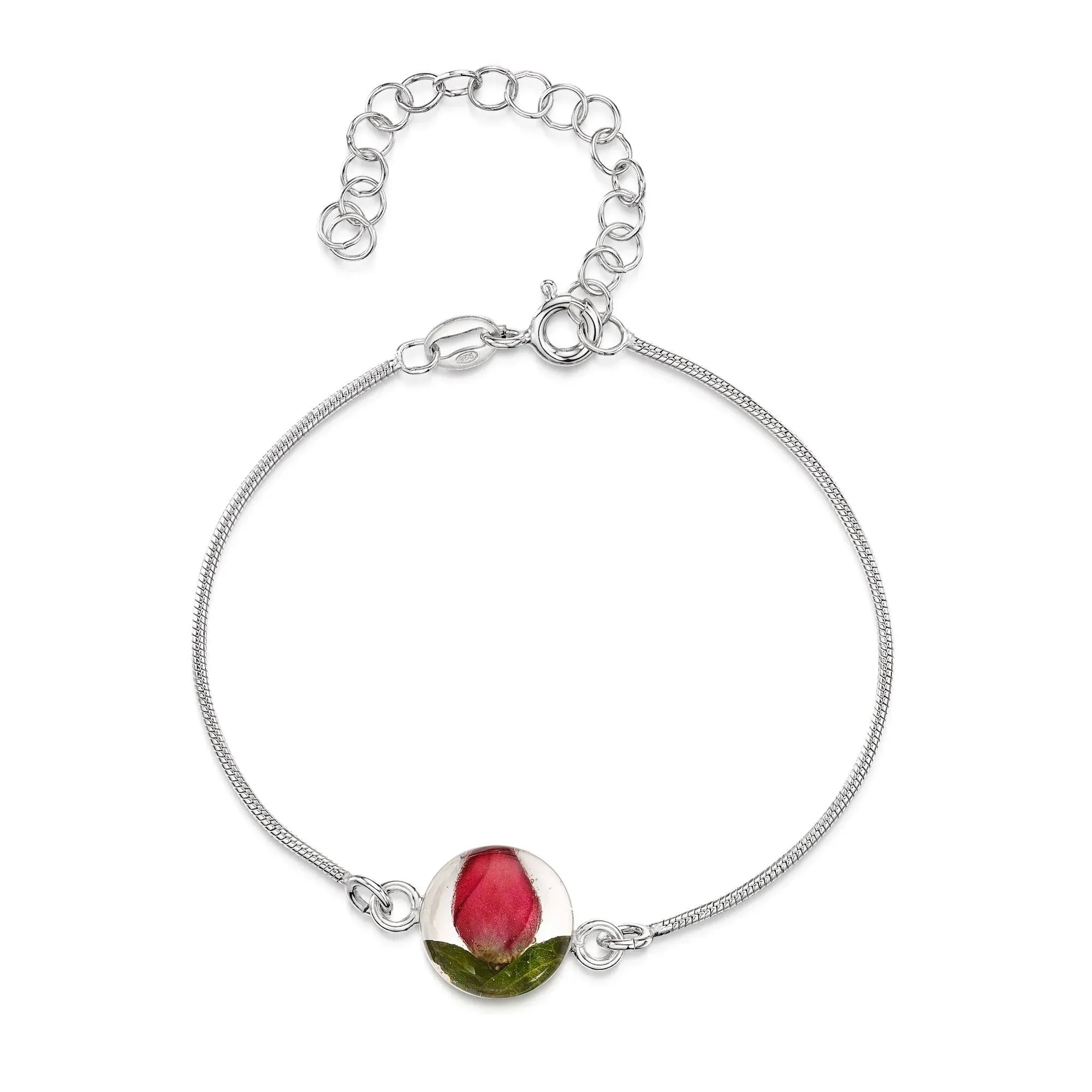 Miniature Rose snake chain bracelet by Shrieking Violet® Round Charm