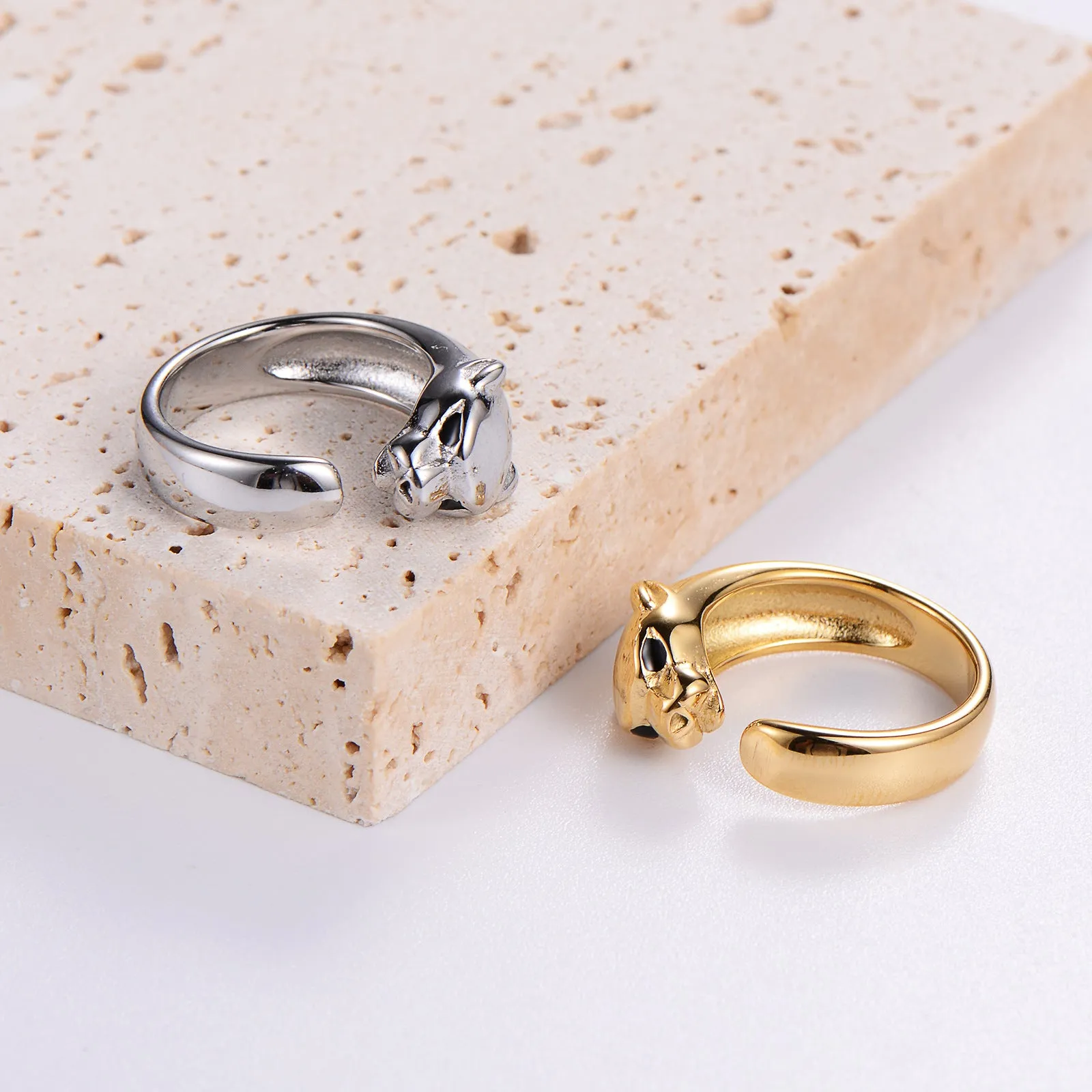 Minimalist Dog Stainless Steel Electroplating Rings