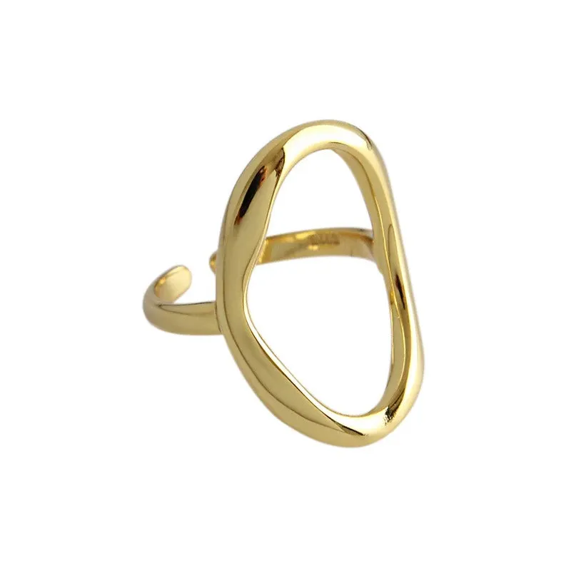 Minimalist Geometric Hollow Oval Adjustable Jewelry Rings