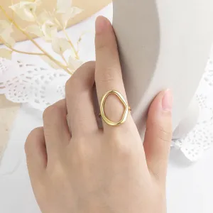 Minimalist Geometric Hollow Oval Adjustable Jewelry Rings