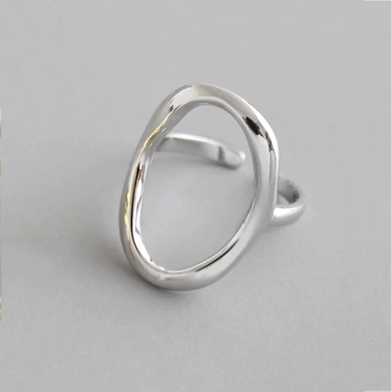 Minimalist Geometric Hollow Oval Adjustable Jewelry Rings