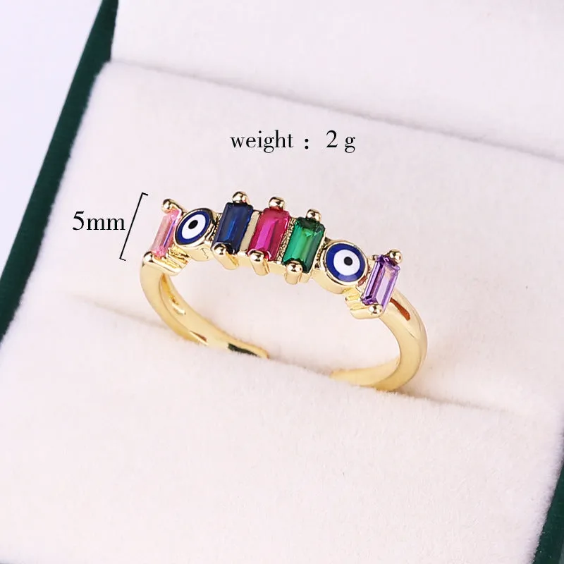 Minimalist Women Quadrilateral Round Geometric Copper Electroplating Rings