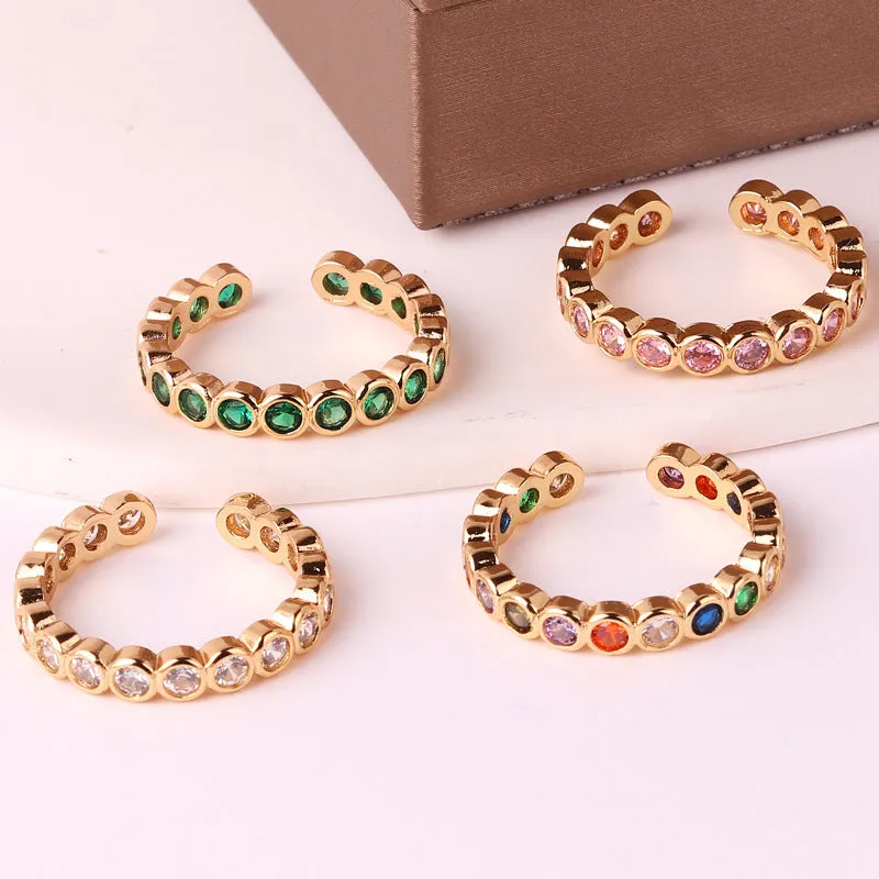 Minimalist Women Round Geometric Zircon Electroplating Rings