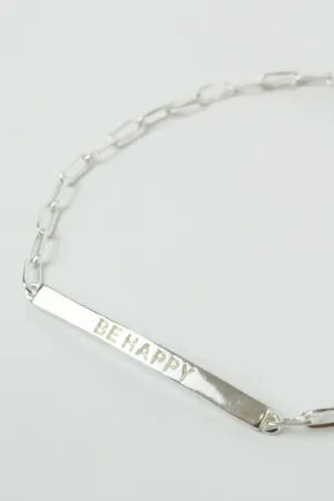 My Doris Silver Be Happy Bar Bracelet