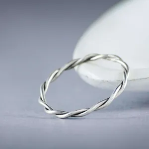 Narrow White Gold Twisted Women's Wedding Band | Moonkist Designs