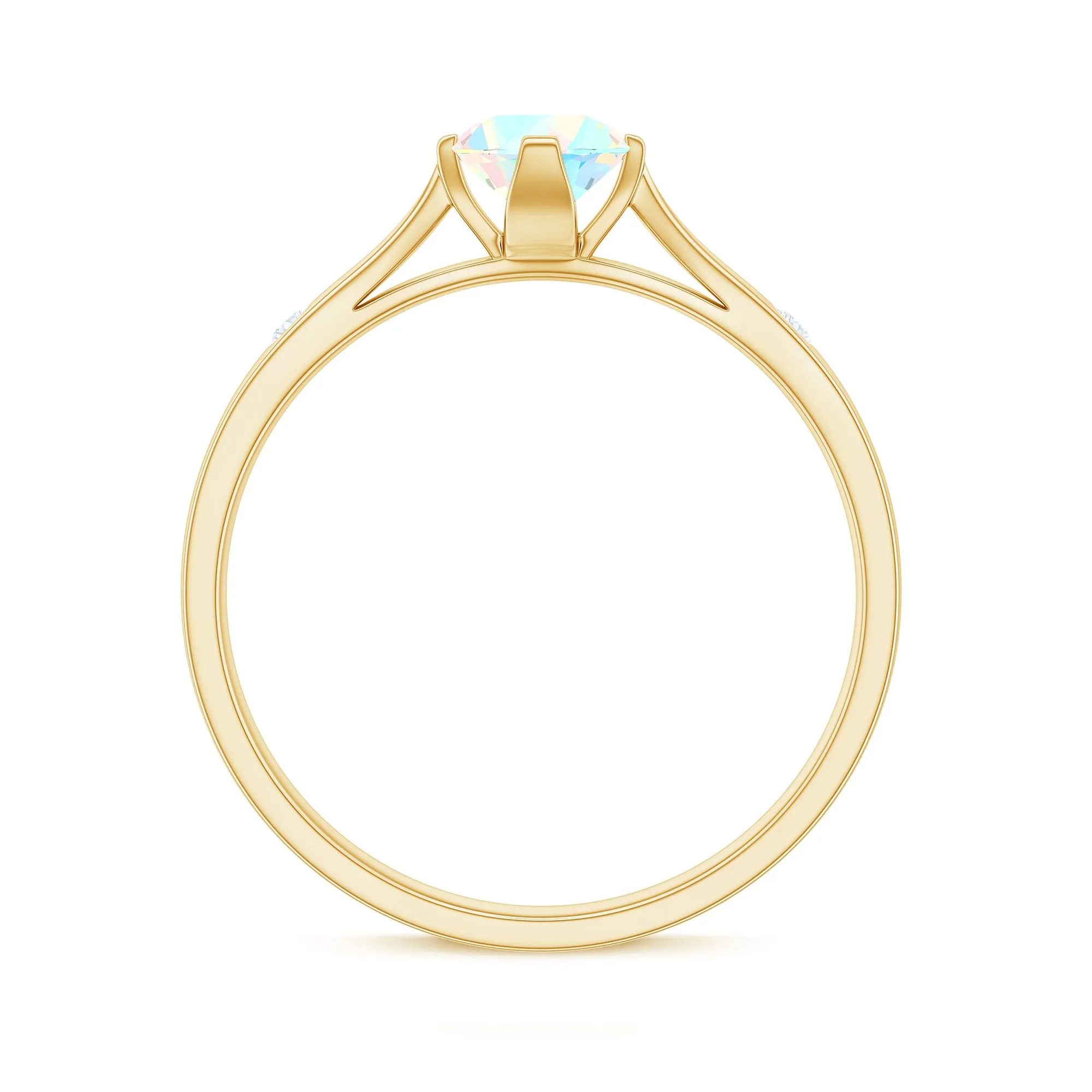 Natural Ethiopian Opal Solitaire Ring with Diamond