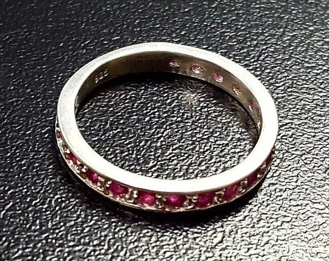 Natural Ruby Ring - Ruby Eternity Band - July Birthstone Ring