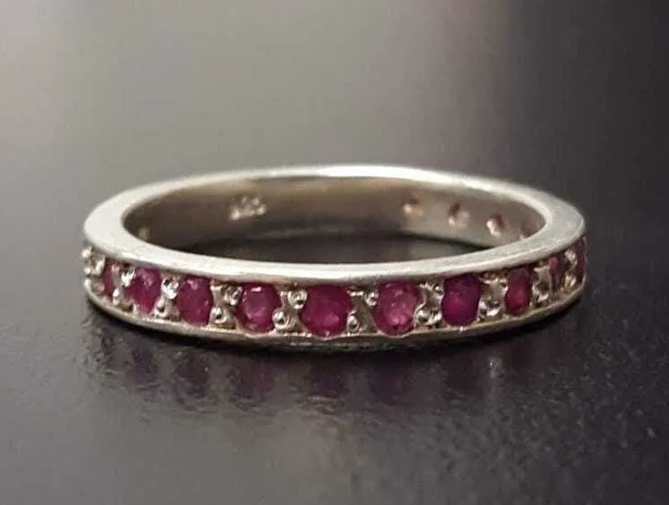 Natural Ruby Ring - Ruby Eternity Band - July Birthstone Ring