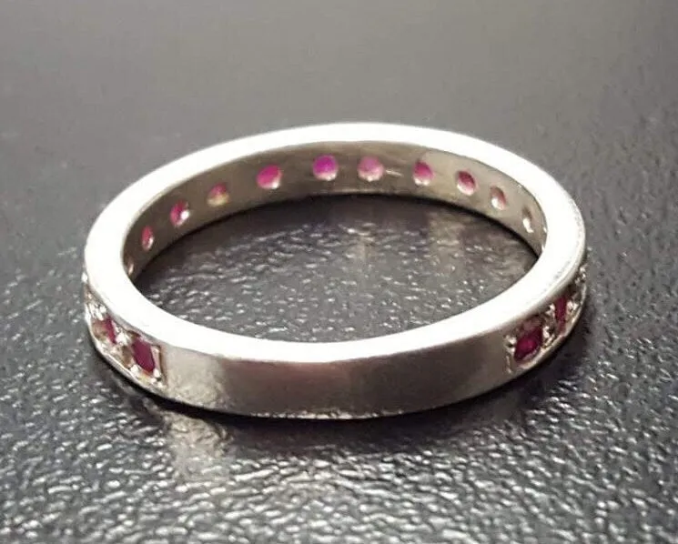 Natural Ruby Ring - Ruby Eternity Band - July Birthstone Ring