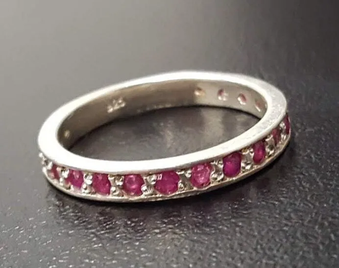 Natural Ruby Ring - Ruby Eternity Band - July Birthstone Ring