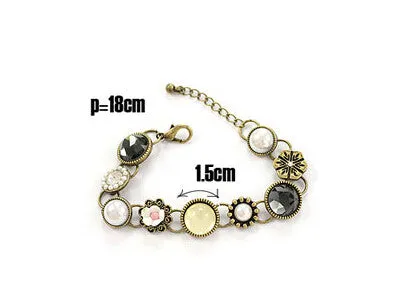 New 2016 Charm Pulseiras Femininas Vintage Imitated Pearl Crystal Flower Bracelets Bangles Fashion Jewelry for Women pulseira