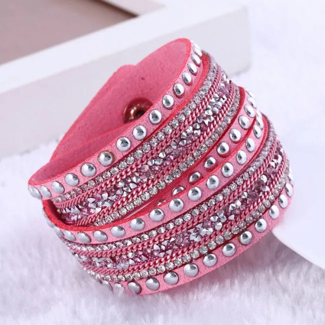 New Fashion leather bracelet Multilayer Rivet Bracelets For Women Bracelets & Bangles pulseras