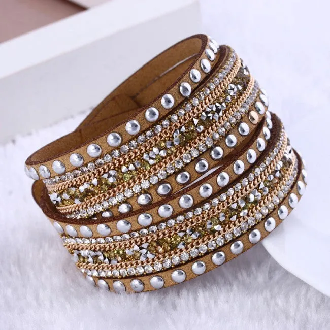 New Fashion leather bracelet Multilayer Rivet Bracelets For Women Bracelets & Bangles pulseras