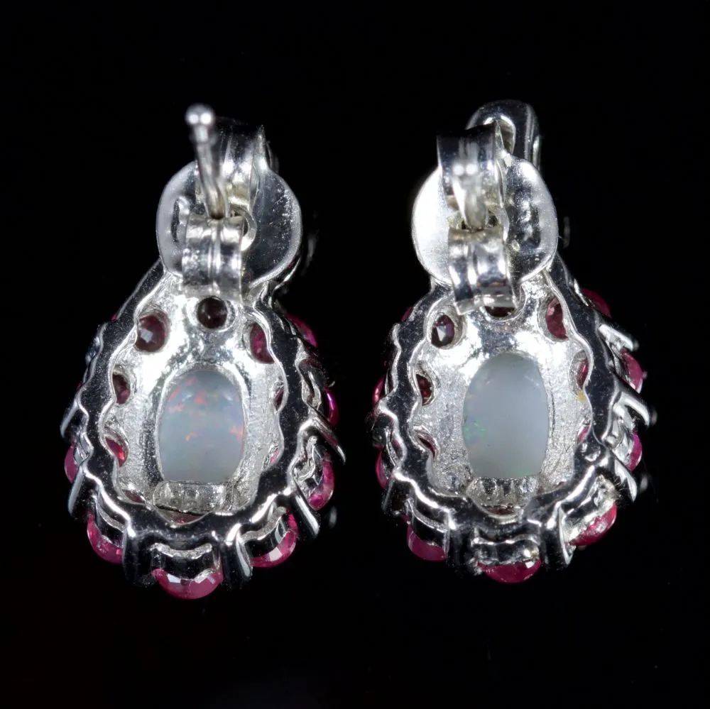 Opal Ruby Diamond Earrings Silver Earrings