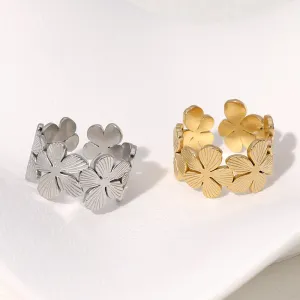 Open Ring Minimalist Flower Stainless Steel Electroplating Rings